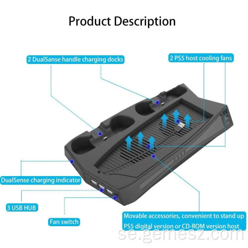 Charging Dock Vertical Stand för Playstation 5